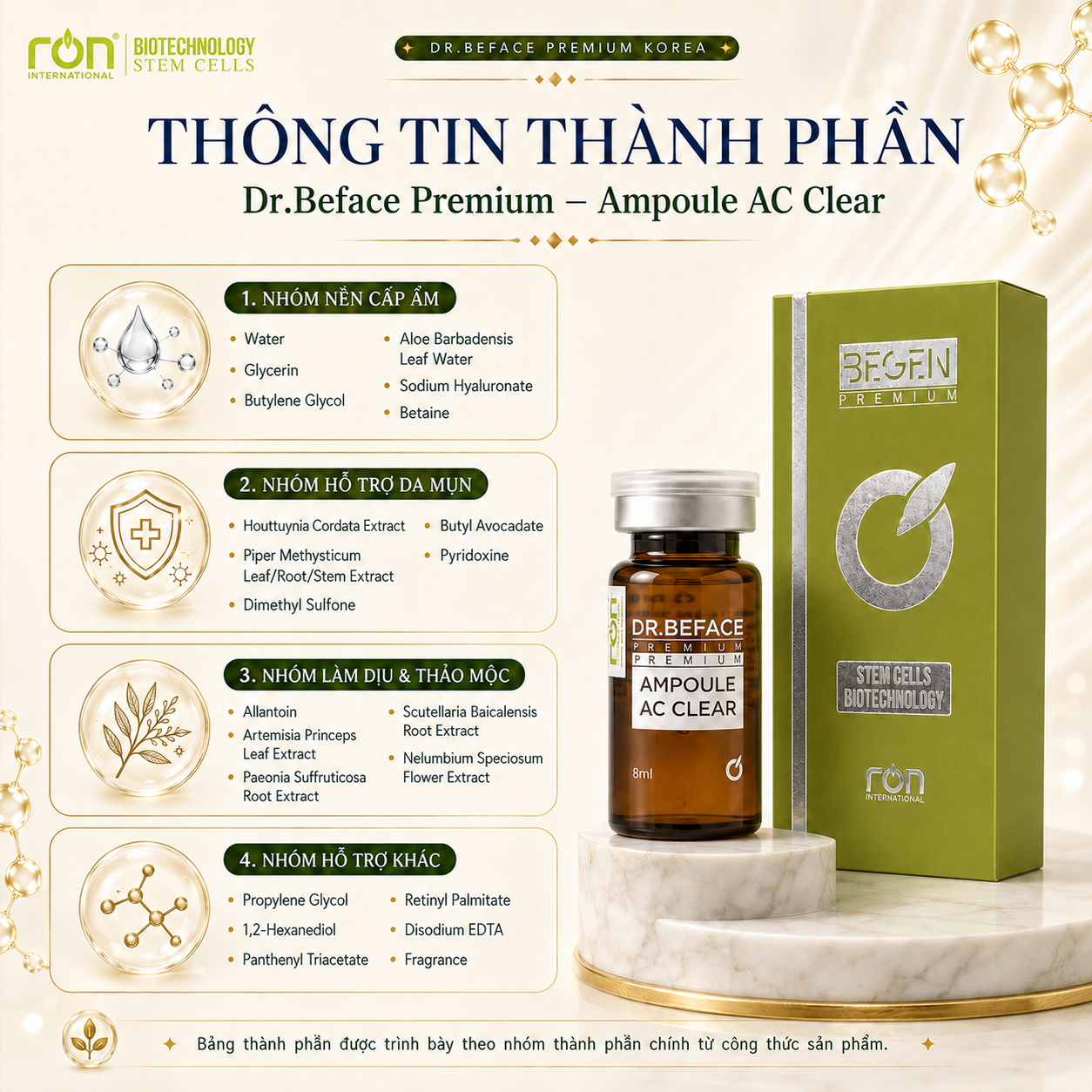 DR.BEFACE AMPOULE AC CLEAR 8ML – TINH CHẤT CHĂM SÓC DA DẦU, DA DỄ NỔI MỤN – 8ml/lọ&nbsp;
